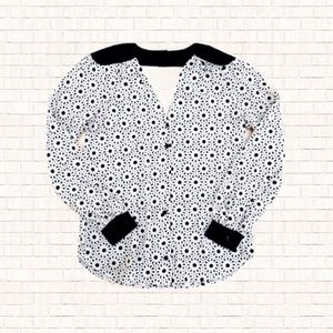 Patterned Blouse • bellatrix ivory black keyhole button down shirt XS NWOT OBO